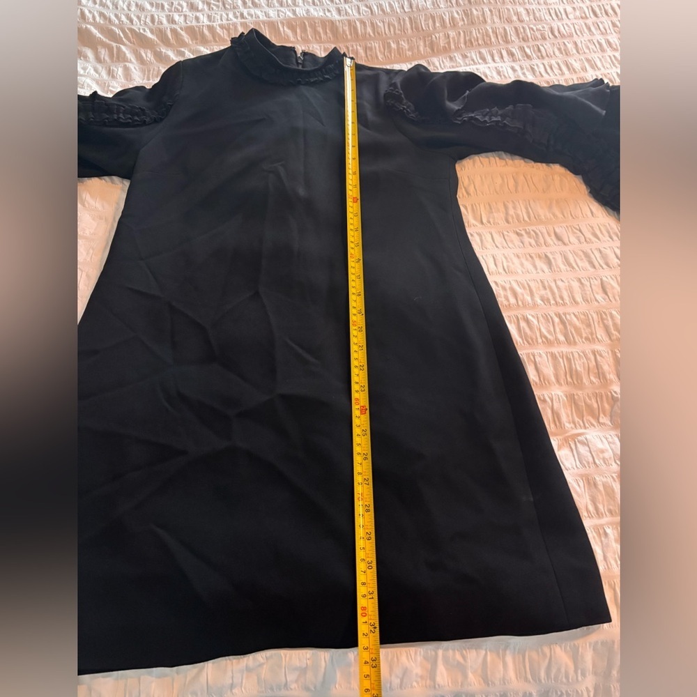 Alexis Marianne Tiered Bell-Sleeve Crepe Mini Dress Black - Picture 11 of 13